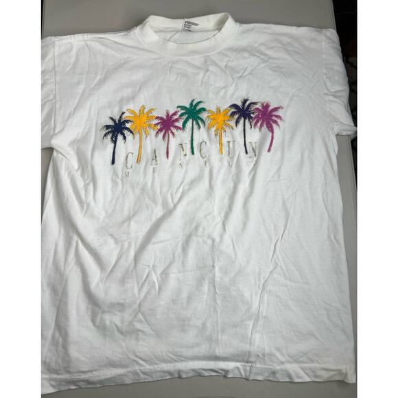 Vintage 90s Loritos Cancun Mexico T Shirt Palm Tree Graphic Crewneck Size Large - Picture 5 of 8